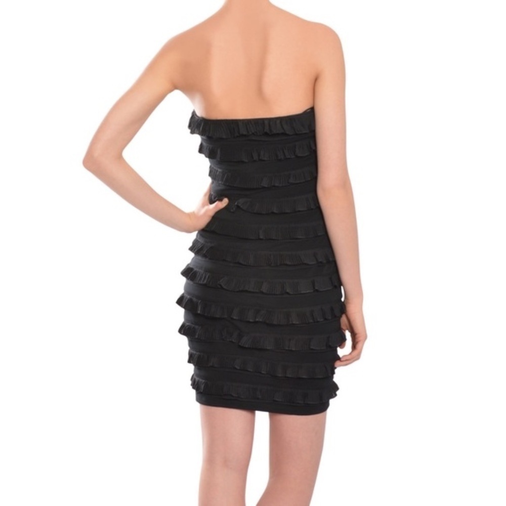NWT Elizabeth and James Vivienne Tiered Ruffle Strapless Little Black Dress S - Picture 2 of 5